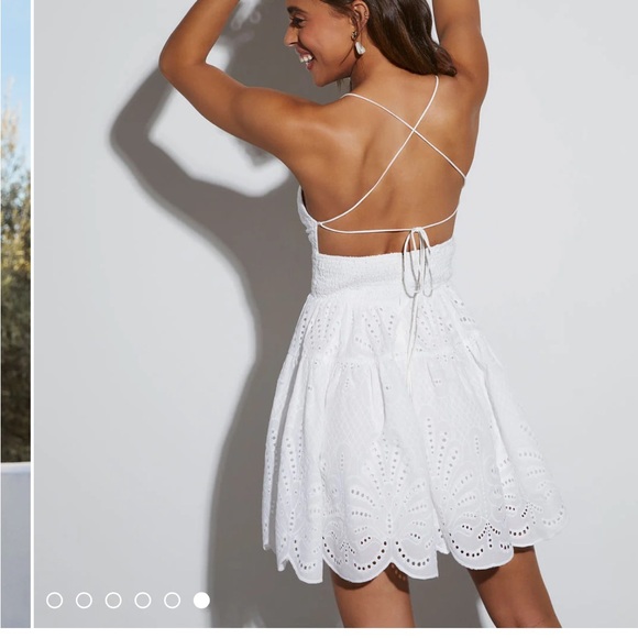 Vici Collection Noelle White Eyelet Strappy Open-Back Sundress - Picture 6 of 13